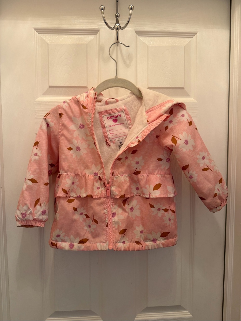 Carter's Pink Floral Hooded Jacket with Ruffle Waist